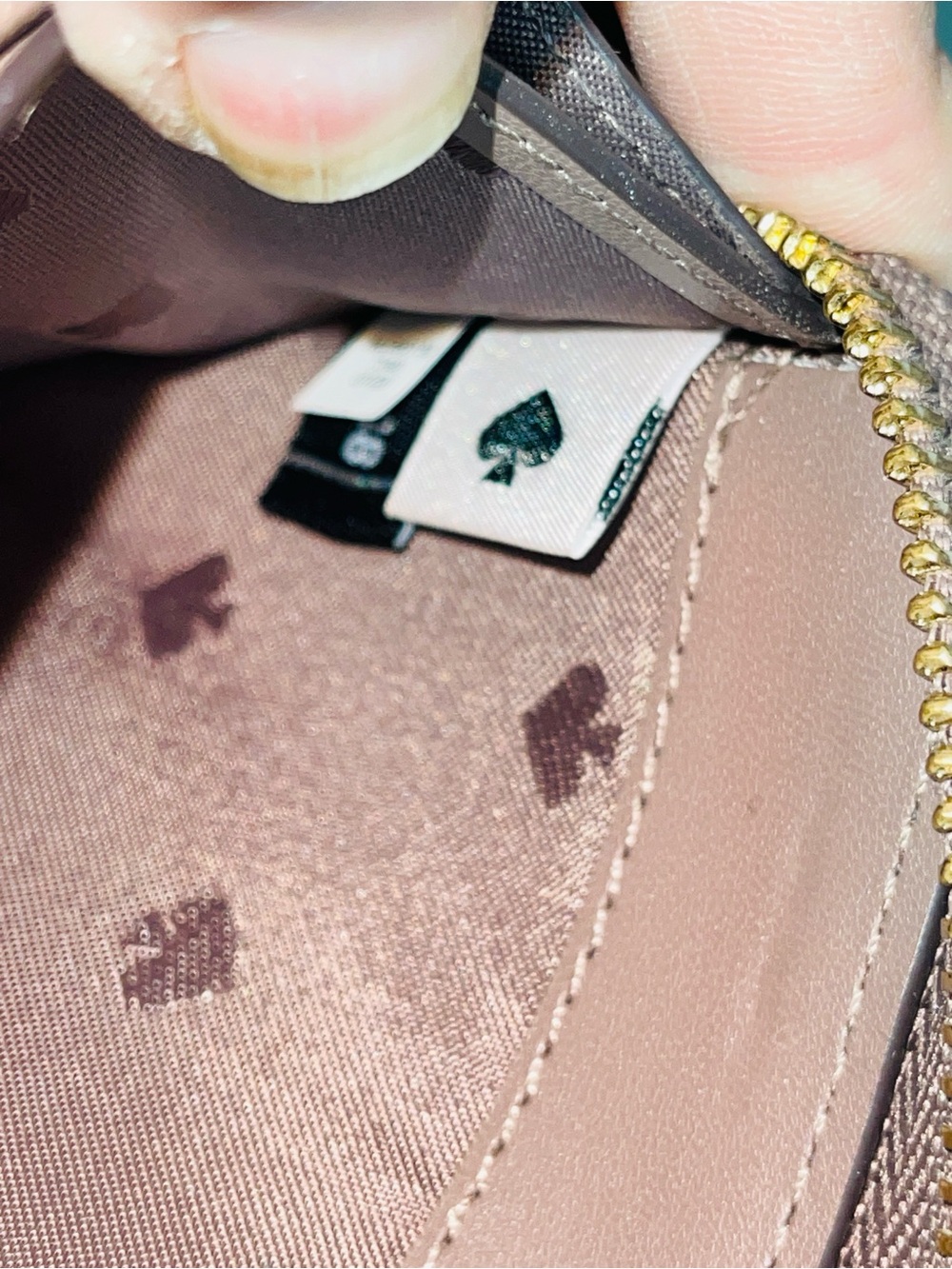 kate spade Mauve Zip-Around Saffiano Leather Wallet with Gold Logo Dusty Pink - Picture 13 of 14